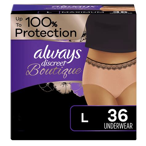 Buy Always Discreet Boutique Incontinence Underwear For Women Large 18 Count X 2 Packs 36