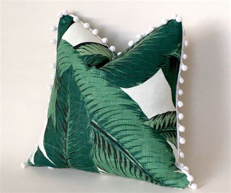 Banana Leaf Pillow Cover Linen With Fringe Or Pom Poms Banana 18x18