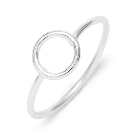 Open Circle Silver Stackable Ring Simple Circle Ring