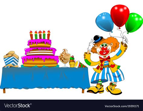 Clown At A Birthday Party Royalty Free Vector Image