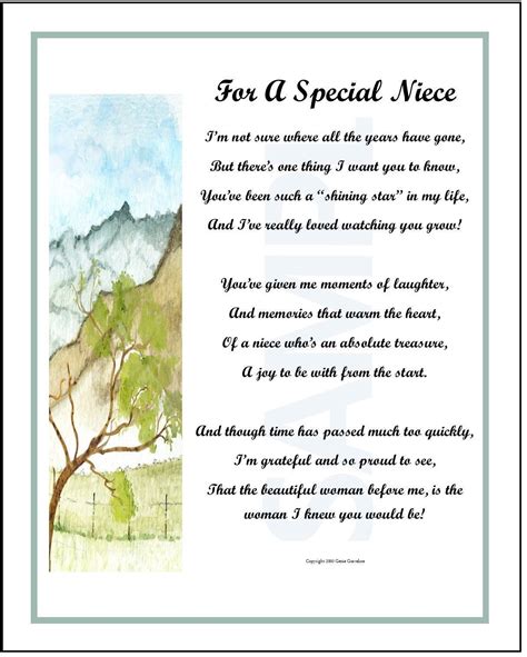 Gift For Special Niece Poem For Niece Birthday Digital Download Niece St Birthday Gift