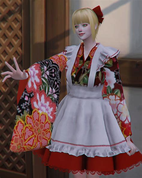 Lana Cc Finds Shendori Sims4 Japanese Kimono Maid Dress ซิมส์