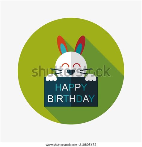 Happy Birthday Rabbit Card Flat Icon Stock Vector Royalty Free