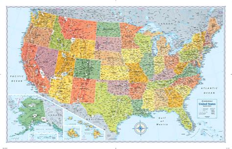 Large Wall Map Of Usa Hiking Map