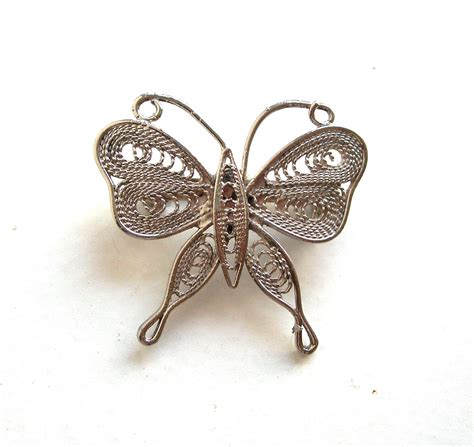 A Butterfly Silver Filigree Brooch 800 Etsy