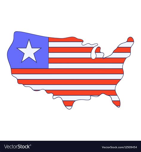 Independence Day Usa Map Icon Cartoon Style Vector Image