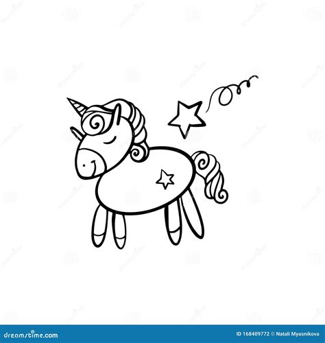Cute Little Unicorn Cartoon Vector Character Isolated On A White