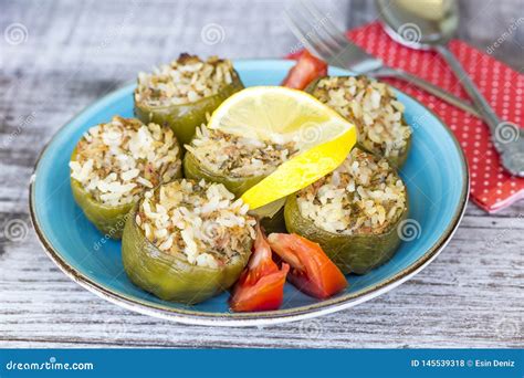 Biber Dolmasi Turkish Food Stuffed Peppers With Rice Stock Photo