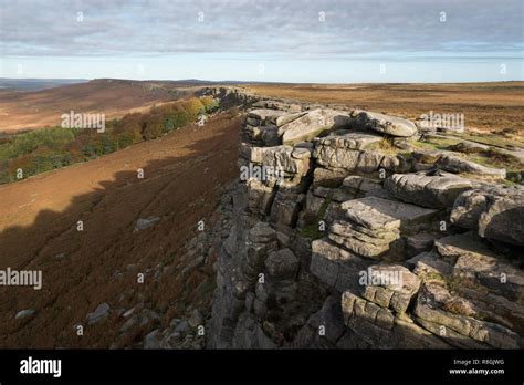 View Along The Gritstone Escarpment Of Stanage Edge In The Peak