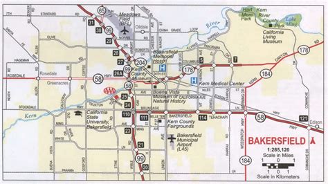 Bakersfield Ca Road Map Free Map Highway Bakersfield City Surrounding Area