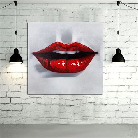 Decorative Canvas Oil Painting Canvas Sexy Red Lips Wall Art Modern Abstract Art Oil Painting