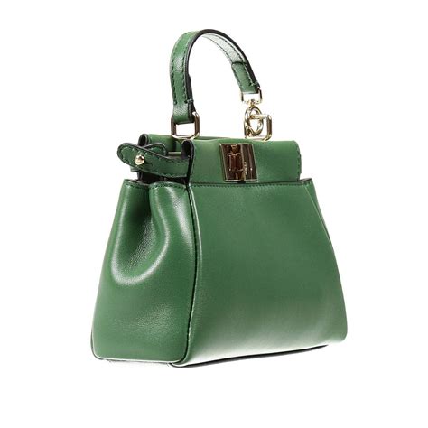 Fendi Handbag Leather With Shoulder Micro Peekaboo Bag In Green Lyst