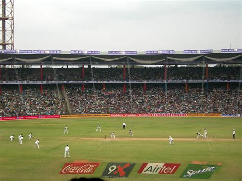 People Playing Cricket At M Chinnaswamy Stadium In Bangalore India