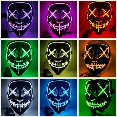 Led Mask 할로윈 파티 Masque Masquerade Masks 어둠 속에서 빛나는 마스카라 Horror Maska