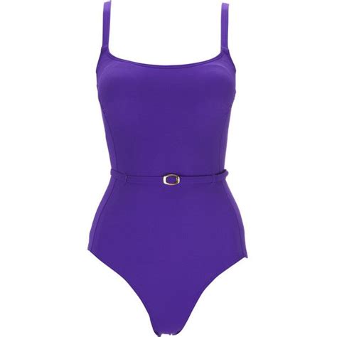 Purple Belted Swimsuit 21 Liked On Polyvore Featuring Swimwear One