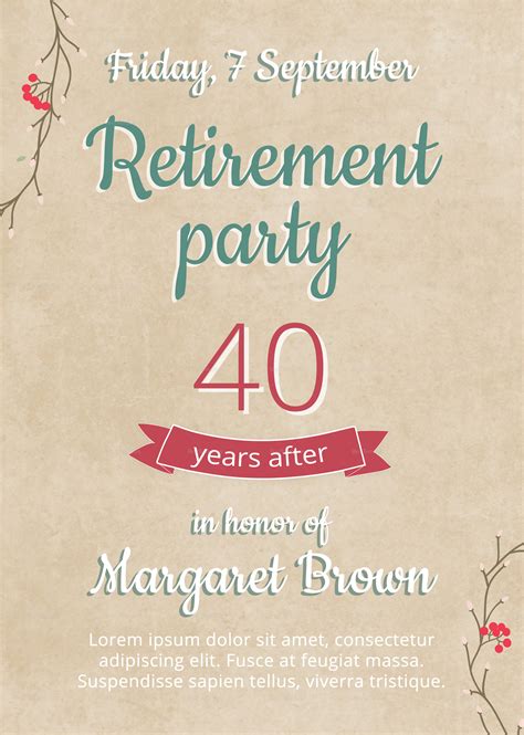 Retirement Party Flyer Design Template In Psd Word Publisher