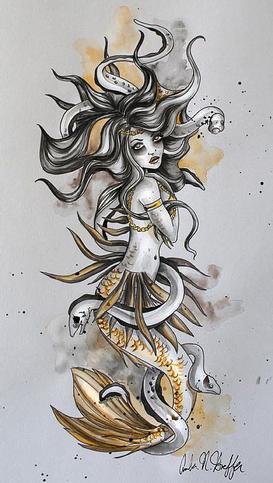 Lionfish Mermaid By Amber Hoeffer Mermaid Painting Lion Fish Ink