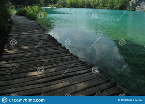 Footbridge And Bridges In Plitvice Lakes National Park In Croatia