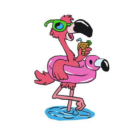 Summer Flamingo With Sunglasses Stock Vector Illustration Of Cheerful