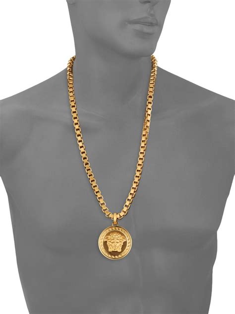 Versace Chain Pendant Necklace In Gold Metallic For Men Lyst