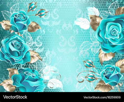 Lacy Background With Turquoise Roses Royalty Free Vector