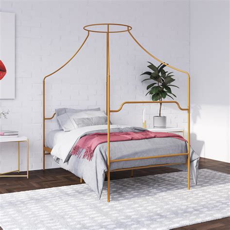 Target/furniture/twin canopy bed frame (1614)‎. Novogratz Camilla Metal Canopy Bed, Twin Size Frame, Gold ...