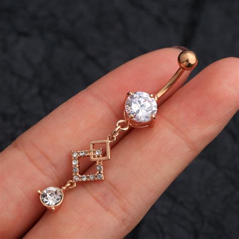 Pc Dangle Belly Button Rings Cz Navel Piercing Belly Etsy