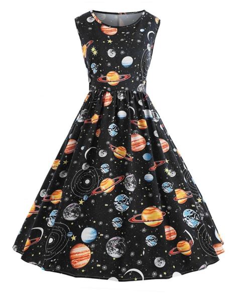 Planet Outer Space Vintage Dress Black 3540531218 Size M In 2020