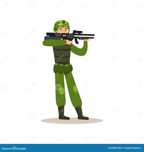 Infantry Troops Soldier Character In Camouflage Combat Uniform Standing