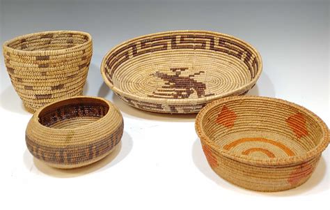 Sold Price: (4) Native American Indian Woven Baskets - August 1, 0119 