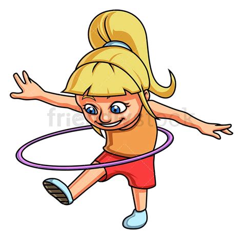 Girl Hula Hooping Cartoon Clipart Vector Friendlystock