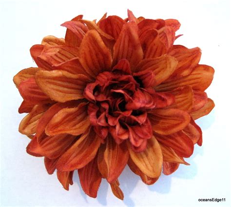 4 5 variegated burnt orange dahlia poly silk flower etsy