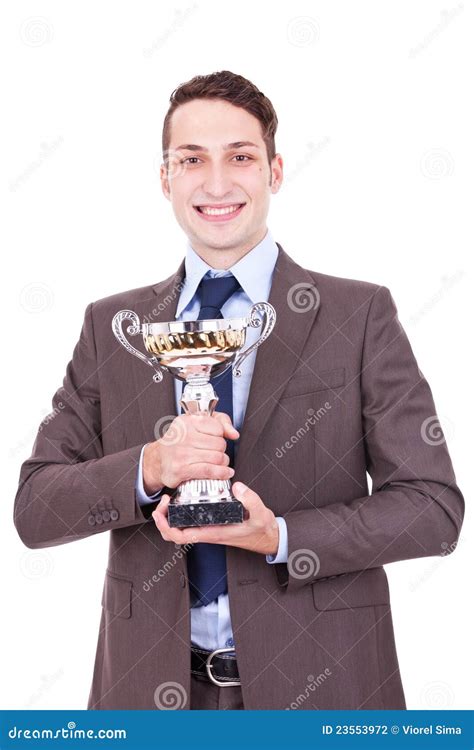 Winning Businessman Holding His Award Stock Photo Image Of Carrying