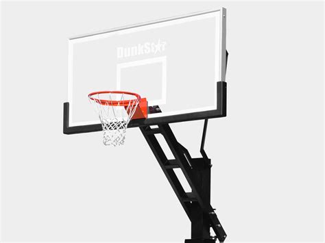 I built a 10 foot high hoop above the barn doors with custom colors for a cool look. Basketball Hoop - 72" Backboard - DunkStar DIY Backyard Courts