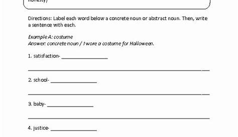 50 Concrete And Abstract Nouns Worksheet