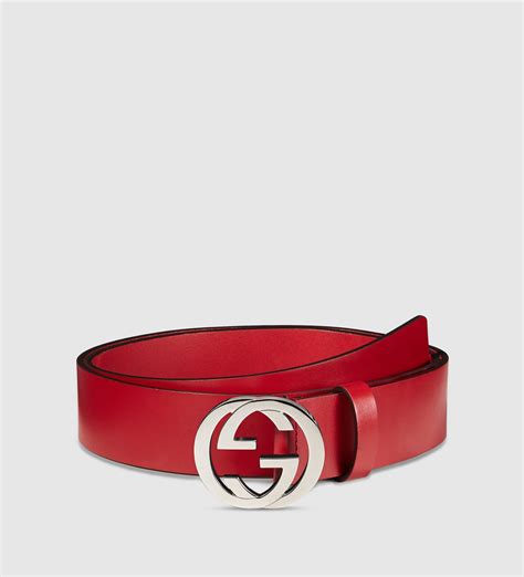 Gucci Leather Belt With Interlocking G Buckle In Red For Men Lyst