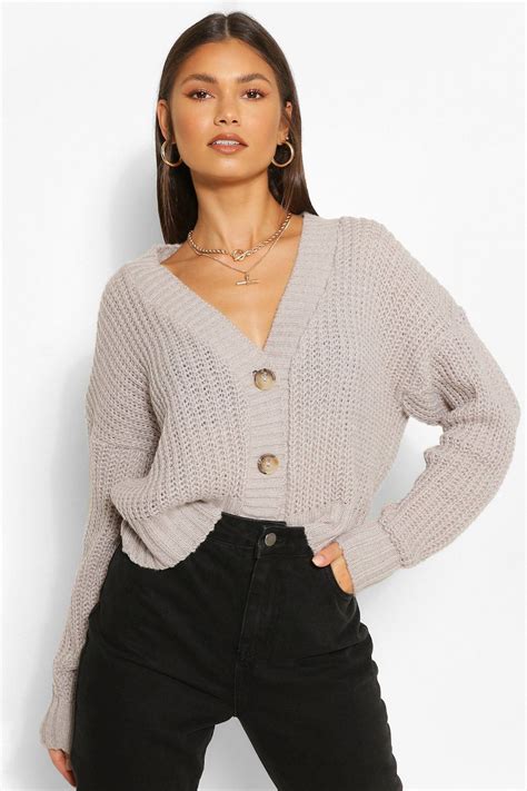 Chunky Knit Cropped Cardigan Boohoo Fashion Cardigan Outfits Knit