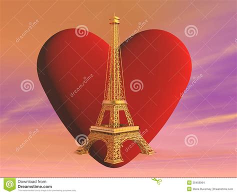 Love Paris France 3d Render Stock Illustration Illustration Of