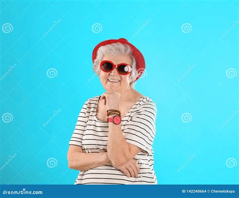 Portrait Of Cool Grandmother Stock Photo Image Of Happy Beautiful