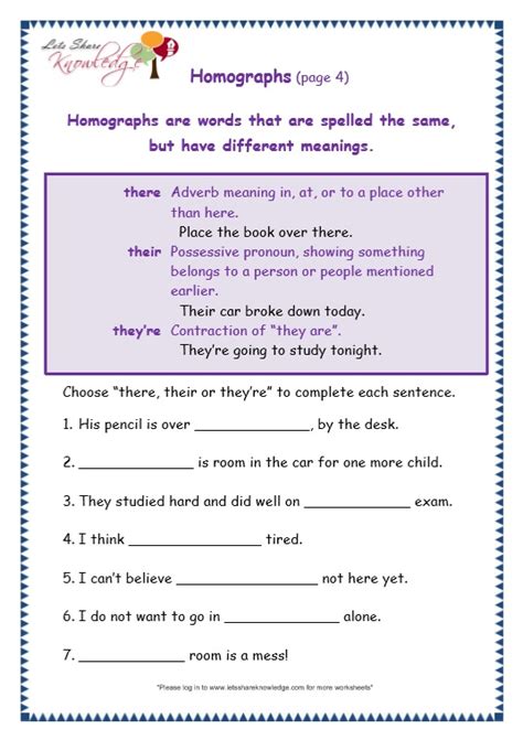 Grade 3 Grammar Topic 26 There Their Theyre Worksheets Lets Share