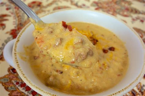 Once the bacon is done, remove it from the frying pan and start to cook the hamburger meat in the bacon grease left in the pan. Crock Pot Bacon Cheeseburger Soup | Cooking and Recipes