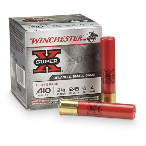 winchester super x high brass game loads 410 gauge 2 1 2 1 2 ozs 25 rounds 159410 410