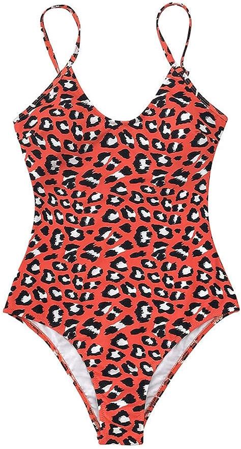 Lgsvb 1pcs Red Leopard Print V Neck One Piece Swimsuit Sexy Cutout