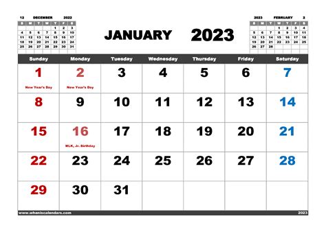 Free Printable 2023 Monthly Calendar With Holidays Pdf In Landscape