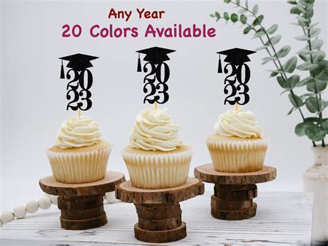 Class Of 2024 Cupcake Toppers 20 Colors Available Graduation Cupcake