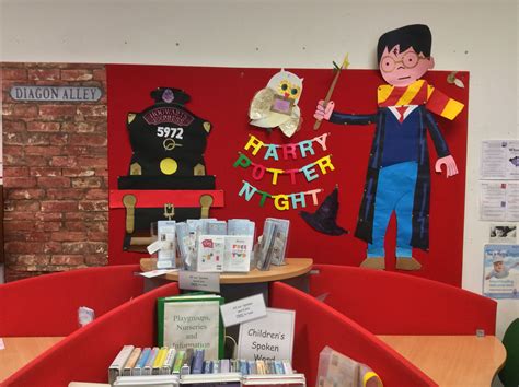 Getting ready for Harry Potter Book Night with an awesome display