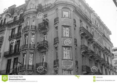 Old Building On A Corner In Black And White Stock Photo