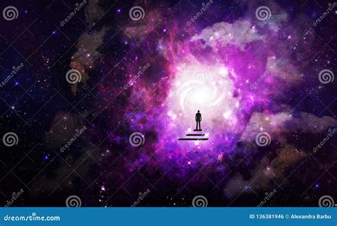 Man Soul Journey Portal To Another Universe Wallpaper Stock