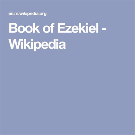 Book Of Ezekiel Wikipedia Books Ezekiel Bible