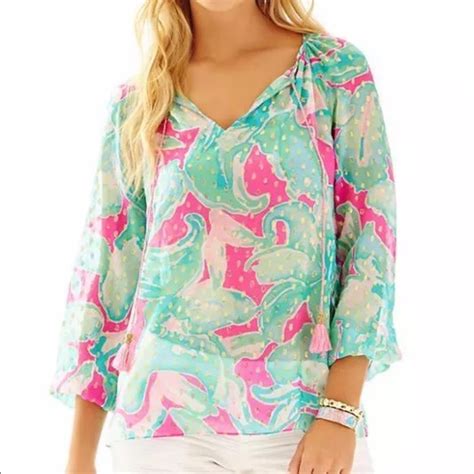 Lilly Pulitzer Tops New Lilly Pulitzer Rilla Silk Blouse Pink